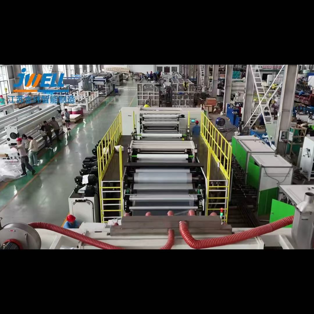 Jwell PE/PP/PET/PS MDO Máquina extrusora de filme extensível uniaxial para embalagem/embalagem de paletes industriais/ filme bunnding/uso de proteção de superfície