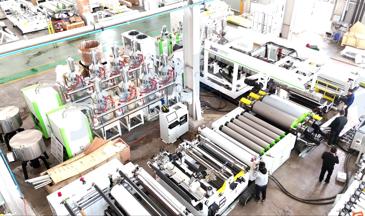 Linha máquina extrusora composta on-line da máquina da extrusão do filme da laminação da carcaça de Jwell TPU